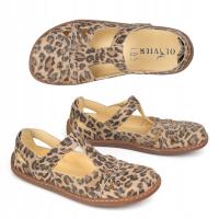 Buty damskie BAREFOOT na lato Olivier 1285 na rzep panterka