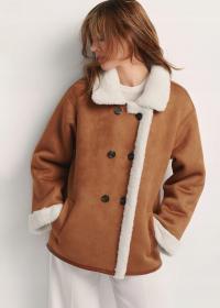 OCHNIK Kożuch damski w kolorze camelu KOZDP-0013-24(Z25)