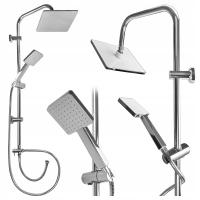 Zestaw prysznicowy chromowy natrysk prysznic słuchawka deszczownica kwadrat