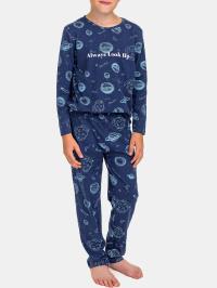 Хлопковая пижама для мальчиков с длинными рукавами, брюки, темно-синий 140