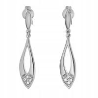 Klipsy Długie Srebrne Wiszące na Uszy Łezki z Kryształkami Trwałe Colibra