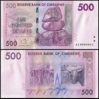 Zimbabwe 500 Dolar 2007 P-70 UNC