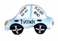 Metryczka poduszka autko dla dziecka prezent chrzciny narodziny baby shower