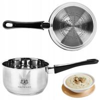 GARNEK RONDEL STALOWY RONDELEK 0,6 RĄCZKA GAZ INDUKCJA STAL NIERDZEWNA 18/0