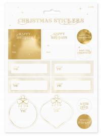 ŚWIĄTECZNE NAKLEJKI SAMOPRZYLEPNE Christmas DEKORACYJNE na PREZENTY ARKUSZ