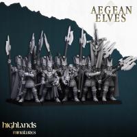 Mycenaean Guard Aegean Elves x7 + CMD Highlands Miniatures