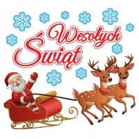 Dekoracja świąteczna MIKOŁAJ SANIE RENIFERY na okna gazetkę BOŻE NARODZENIE