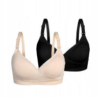 ZESTAW BIUSTONOSZ DO KARMIENIA BEŻOWY CZARNY STANIK CIĄŻOWY KOMPLET BELLA L