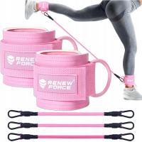 UCHWYTY NA KOSTKI OPASKI TRENINGOWE DO WYCIĄGU TRENINGU NÓG 2 szt RÓŻOWE