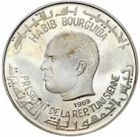 Tunezja. 1 dinar 1969, Św. Augustyn, „f NI” Coatesville – SREBRO