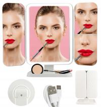 LUSTERKO KOSMETYCZNE LED ROZKŁADANE PODŚWIETLANE LUSTRO DO MAKIJAŻU PROFICO