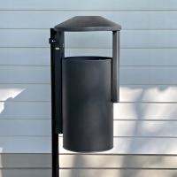 KOSZ NA ŚMIECI METALOWY ULICZNY PARKOWY Z DASZKIEM