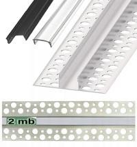 Серебряный алюминиевый профиль для светодиодных лент для гипсовой плитки абажур 2 м
