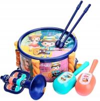 INSTRUMENTY MUZYCZNE KOLOROWE SENSORYCZNE MALUCHA BĘBENEK TRĄBKA