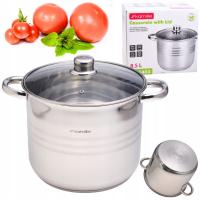 GARNEK WYSOKI Z POKRYWKĄ gastronomiczny STALOWY 8,5 L INDUKCJA KAMILLE
