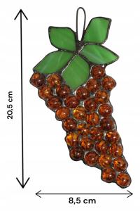 Witraż Tiffany winogrona z bursztynem – ozdoba na okno lub ścianę