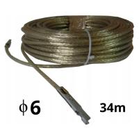 Linka celna 6mm do busa z okuciami 34 m zakuta lina stalowa z końcówkami