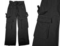 SPODNIE z kieszeniami bojówki CZARNE szerokie nogawki NS091
