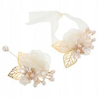 2PCS ROSE WRIST CORSAGE WRISTLET BAND BRACELET BOUTONNIERE FOR BRIDE WEDDIN