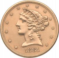 5 Dolarów 1881 - S USA (13-14)