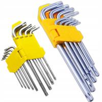 Klucze imbusowe Torx typ L T10-T50 9el imbusy gwiazdki z dziurą otworem