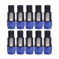 10pcs blue 4 Pole Audio Speaker Connectors Plugs Twist Lock Rechargeab Plug