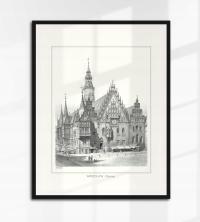 WROCŁAW Ratusz Rynek REPRODUKCJA stary rysunek na ścianę 30x21 A4
