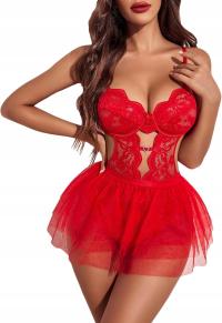 SEKSOWNA DAMSKA BIELIZNA KORONKOWA MINI SPÓDNICZKA BODY DLA KOBIET