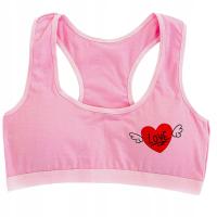 Biustonosz Miękki Stanik Top Dziewczęcy Bawełniany Love S/140 cm RÓŻOWY
