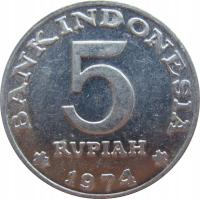 1585. Indonezja 5 Rupii 1974