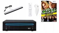 Nintendo Wii Czarne RVL-001 (EUR) + Dodatki + CSI Crime Scene Investigation Hard Evidence Nintendo Wii