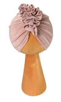 Тюрбан шапка для девочки велюр грязный розовый на весну осень 44-46