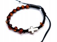 ЧЕТКИ НА ЗАПЯСТЬЕ ЯНТАРНЫЙ КРЕСТ БРАСЛЕТ МУЖСКОЙ СЕРТИФИКАТ