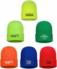 Czapka ZIMOWA z haftowanym LOGO HAFT firma SZKOŁA FERIE OBÓZ 10szt MIX