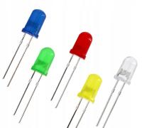 ZESTAW DIODY LED BIAŁE I KOLOROWE DIP 5mm - 50szt