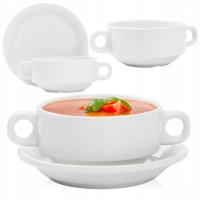 ФАРФОРОВЫЙ БУЛЬОН С БЛЮДЦЕМ И УШКАМИ 250 МЛ КРЕМОВЫЙ СУП