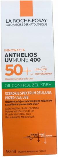 LA ROCHE ANTHELIOS ŻEL KREM DO TWARZY SPF50 50ml