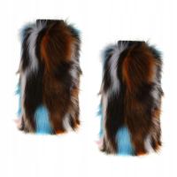 Women Fuzzy Faux Fur Boots Shoes Cuff Cover Sleeves Leg Warmers 30cm Multi