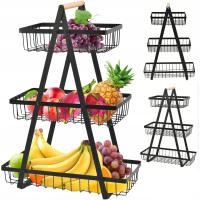 КОРЗИНА ДЛЯ ФРУКТОВ ДВУХЭТАЖНАЯ ОФИСНАЯ ВАННАЯ КОМНАТА МЕТАЛЛИЧЕСКАЯ КОРЗИНА ЧЕРНЫЙ ЛОФТ