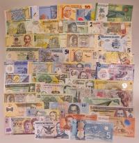 ~ M E G A Zestaw 45 !! BANKNOTÓW POLIMEROWYCH z 27 krajów stan bankowy UNC