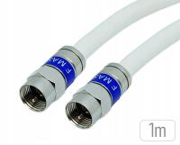 Kabel koncentryczny TV-SAT antenowy 1M biały Wtyk F-Wtyk F