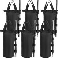 Torby obciążające nogi namiotu 6 okrągłych elementów 19x50cm czarny 22,7kg
