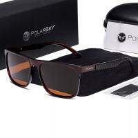 Солнцезащитные очки коричневые поляризованные мужские PolarSky 8712 набор