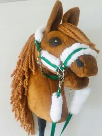 Hobby horse A3 недоуздок для hh с мехом зеленый привязать поводья