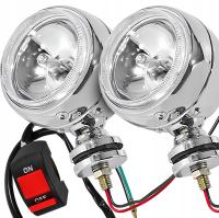 Reflektor motocyklowy halogenowy H3 chromowany 2 szt.