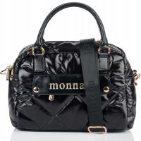 Torebka Damska Listonoszka MONNARI Pojemna KUFEREK Pikowana Lakierowana