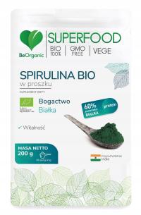 BeORGANIC SPIRULINA BIO 200G PROSZEK WITALNOŚĆ ODPORNOŚĆ