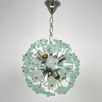 Włoska lampa wisząca „Fontana Arte” ze szkłem 35x35x59 cm