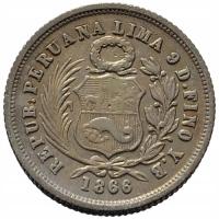 44639. Peru - 1 dinero - 1866r. - Ag