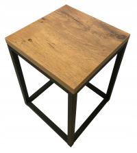 KWIETNIK STOJĄCY METALOWY NOWOCZESNY LOFT 32CM CZARNY PÓŁKA DĘBOWA NA KWIAT